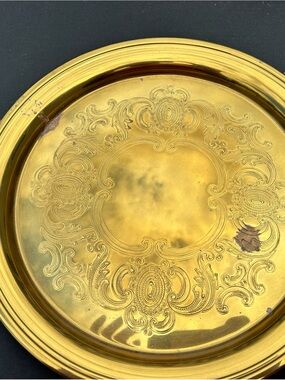 Vintage BALDWIN Ornate Gold Decorative Metal Tray